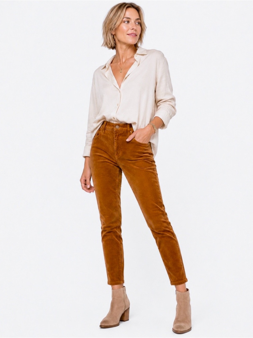 NWT Talbots Slimming Corduroy Jegging Caramel Brown 4P High Waist Skinny Ankle
